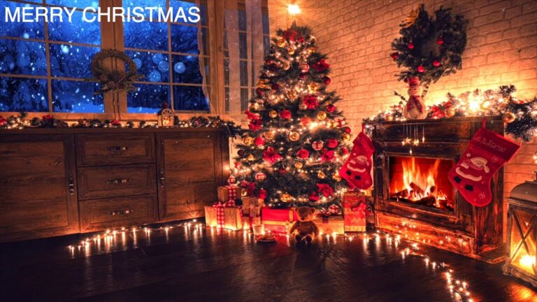 Soothing Magical Christmas Ambience with Music and Fireplace