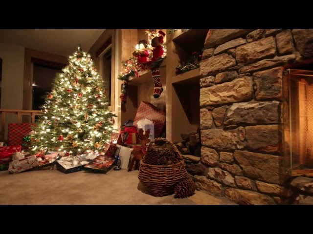 cozy christmas ambience music with a fireplace and beautiful background