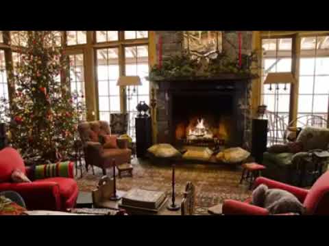Relaxing Christmas Ambience With Christmas Music   Beautiful Christmas Fireplace 4k W/ Relaxing Song