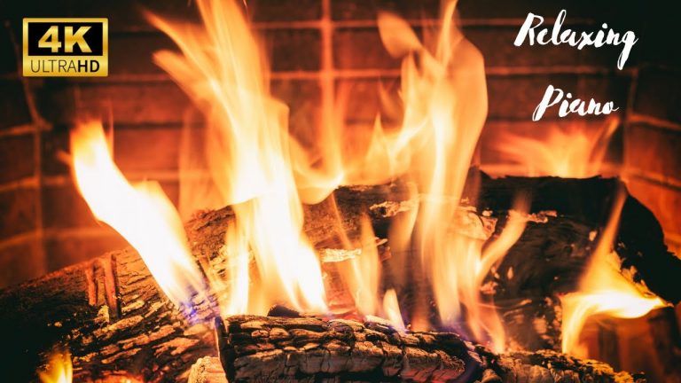 Relaxing Fireplace Sound With Ambient Piano Music