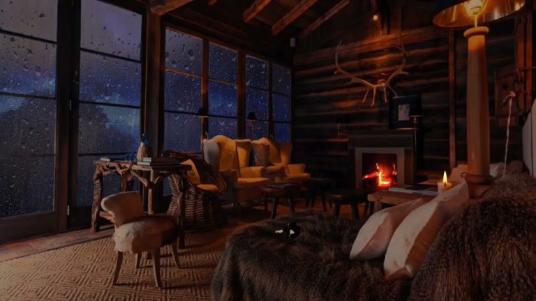 Cabin Ambience In Rainy Night Relaxing - Cozy Cabin Rain New Video
