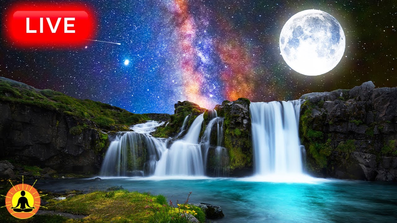 🔴 Deep Sleep Music 24/7, Calming Music, Insomnia, Sleep, Relaxing Music, Study, Waterfall Sounds